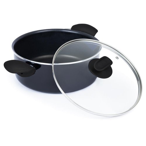 YBM Home Classic Nonstick Kitchen Stockpot, Covered, Stay-Cool Handles, Soup Pot, Cooking Pot, Oven Broiler Safe 350F, Compatible Induction and All Cooktops, Dishwasher Safe, 6.75 Quart, Black