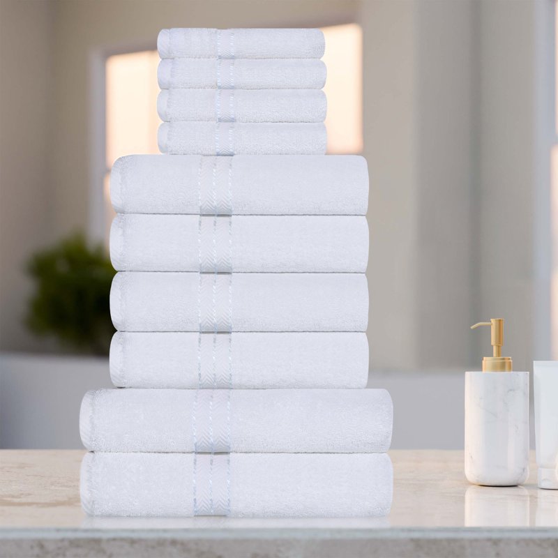 White 10-Piece Towel Set - Superior Turkish Cotton Ultra-Plush Bathroom Towels Variation
