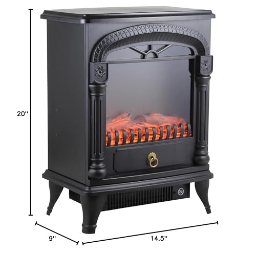 Comfort Zone Electric Fireplace Space Heater, Traditional Warm Stove Style, Realistic 3D Flame Effect, Adjustable Thermostat, & Overheat Protection, Ideal for Home, Bedroom, & Office, 1,500W, CZFP4