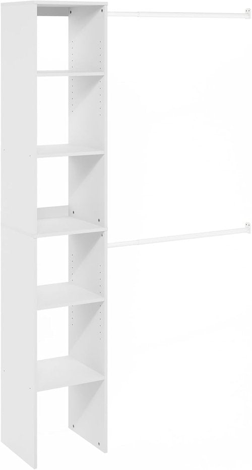 Furinno FANO Closet Organizer - 2 Hanging Bars & Shelf Towers for Bedroom Storage | White