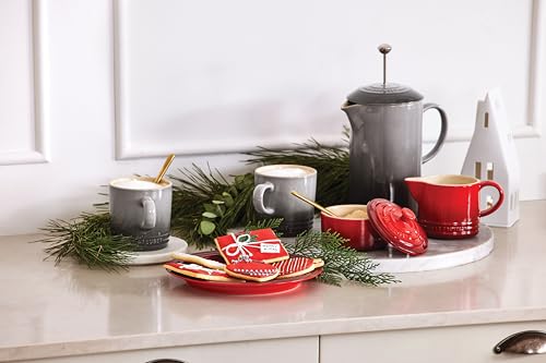 Le Creuset Stoneware Signature Cream & Sugar Set, Cerise, Cream: 300 ml., Sugar: 8oz,