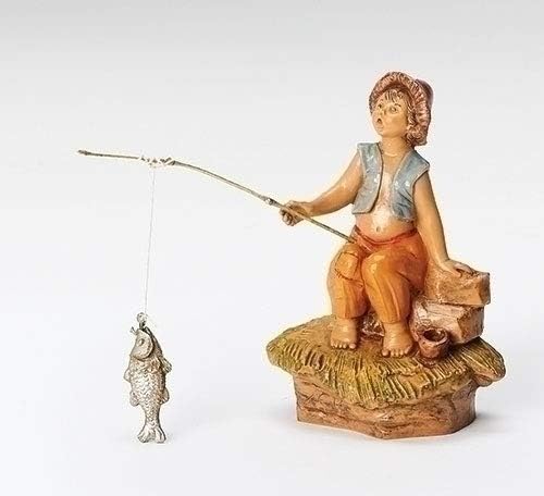 Fontanini Jada Fishing Boy Figurine - Charming Italian Nativity Village Decor | 5-Inch Size