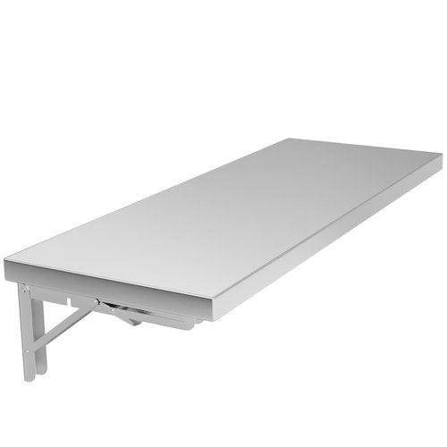 DULNICE Folding Wall Shelf 23.6" x 12", Stainless Steel Wall Mounted Folding Table, 110lb Capacity, Floating Concession Shelf for Food Trucks, Trailer Windows, Kitchen, Restaurant, Garage Utility Room