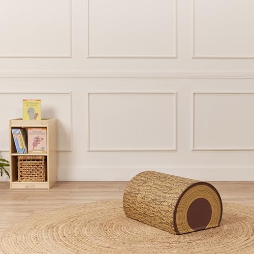 ECR4Kids SoftZone Tree Log Half Bench, 12in, Flexible Seating, Chocolate