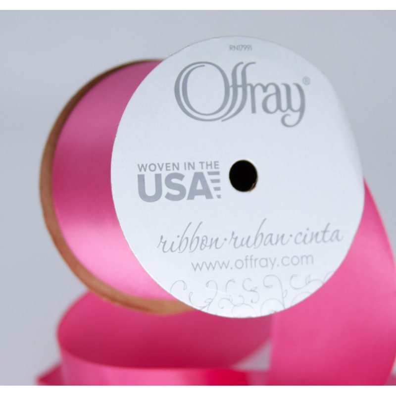 Pink Satin Ribbon 2 1/4 Inch - Shocking Pink Single Face Craft Ribbon, 9 Feet