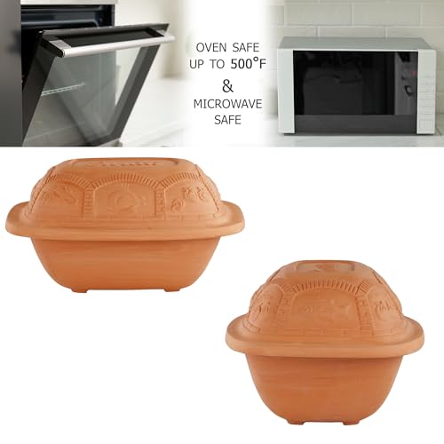 Eurita Clay Roaster, 1.5 Quart, Non-Stick Earthenware, Toxin-Free, Healthy Clay Pot Cooking, Versatile Cooking Dutch Oven, Digital Recipe and Instructions Included