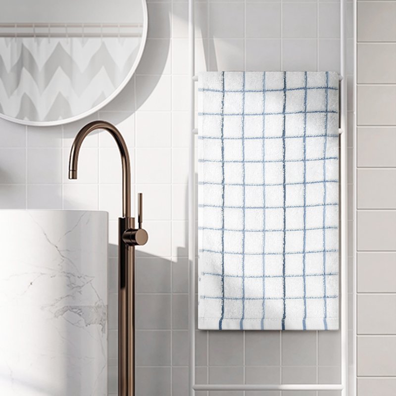 Blue Hand Towels Set - 14x28 Inches, 4-Pack, Absorbent Cotton Bathroom & Kitchen Towels