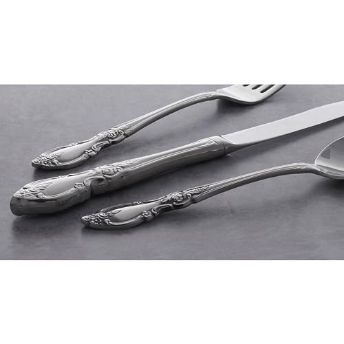 Oneida Silverware Set For 4, Louisiana 20-Piece Fine Flatware Set, Service For 4, 18/8 Stainless Steel, Silver, Mirror Finish, Knives Spoons and Forks, Dishwasher Safe, Tableware (Silver, 20 Pieces)