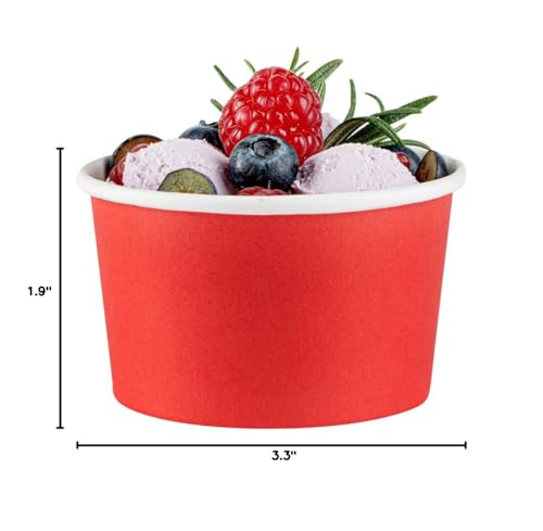 Coppetta 5-Ounce Dessert Cups, 200 Disposable Ice Cream Cups - Lids Sold Separately, Sturdy, Red Paper Frozen Yogurt Bowls, For Hot And Cold Foods, Perfect For Gelato Or Mousse - Restaurantware