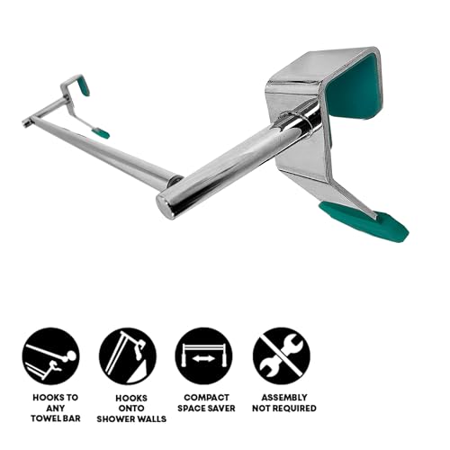 Bathroom Towel Rack Extender, The Magic Bar, Doubles Your Towel Space Fits Almost Any Towel Bar or Shower Walls, No Tools Required, Expands from 14.5 to 25.5 Inches, Chrome