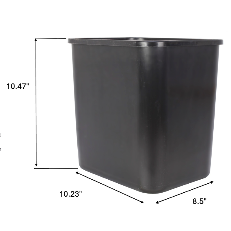 3 Gallon Plastic Open-Top Wastebasket - Black