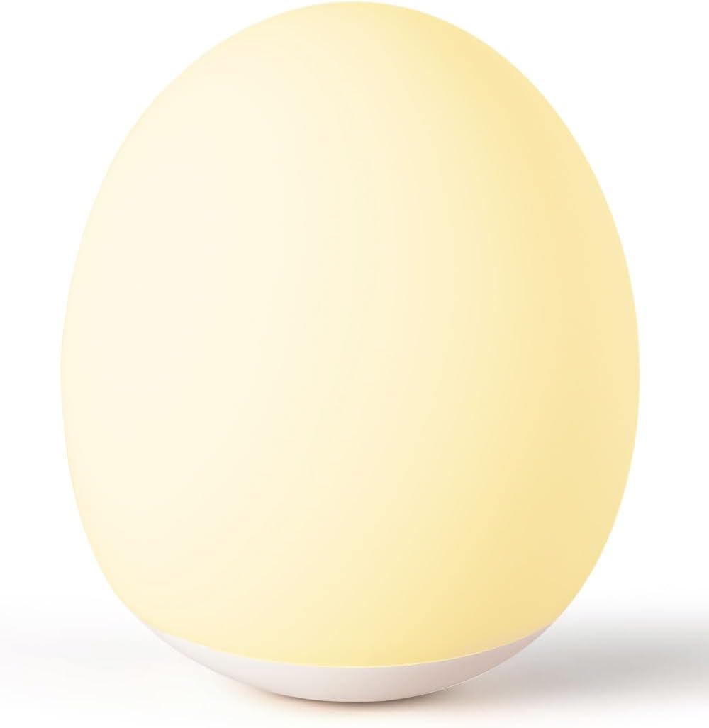 Skiennix Egg Night Light - 7 Color Changing Portable Lamp with 30-Minute Timer for Kids' Nursery