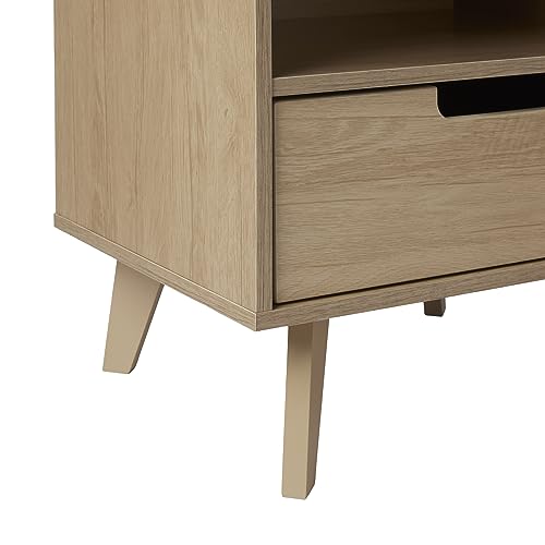 Walker Edison Raelyn Mid-Century Modern 1-Drawer Nightstand, 20 Inch, Riviera