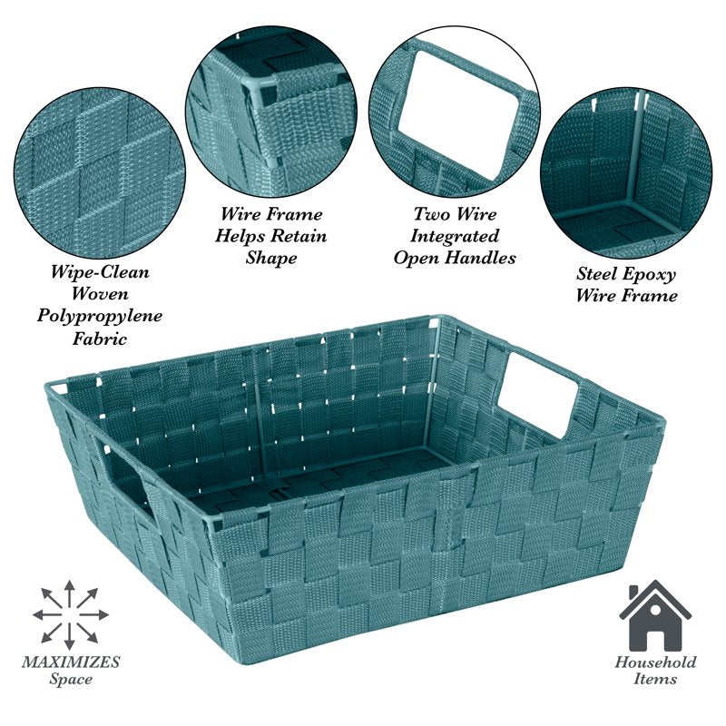 Large Sapphire Woven Storage Shelf Bin - Simplify Woven Shelf Organizer