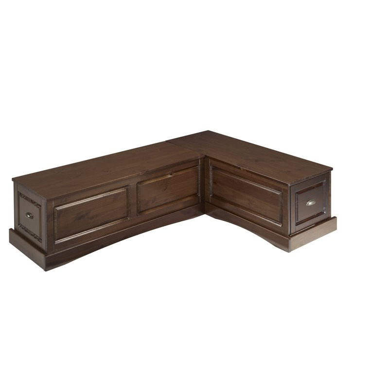 3-Piece Backless Corner Breakfast Nook Dining Set with Storage - Walnut