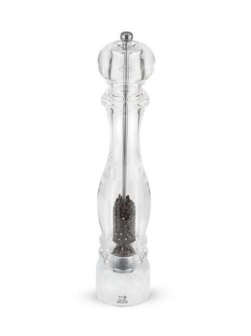 Peugeot - Nancy Manual Pepper Mill - Transparent Adjustable Grinder - Acrylic, Clear, 15 inches