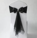 Skiennix 6Pcs Stretch Satin Chair Sashes - Elegant Black Bows for Wedding & Event Decor