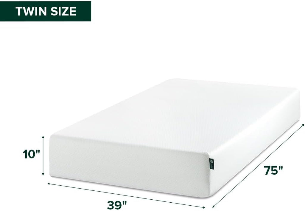 Zinus 10 Inch Twin Green Tea Memory Foam Mattress - Medium Firm, Fiberglass Free, Zoned Pressure Relief