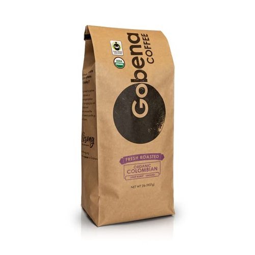 Gobena Coffee 2lb Fair Trade Organic Certified Colombian Ground Light Roast,100% Arabica Specialty Coffee, 32 ounces, 2 pounds, Bulk