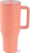 HydroJug Traveler - 40 oz Insulated Water Bottle with Handle & Flip Straw - Leak Resistant, Summer Peach