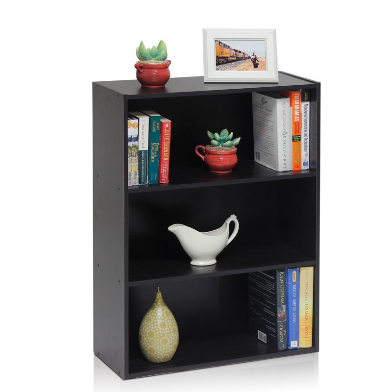 3-Tier Open Shelf Bookcase - Dark Espresso Storage Organizer