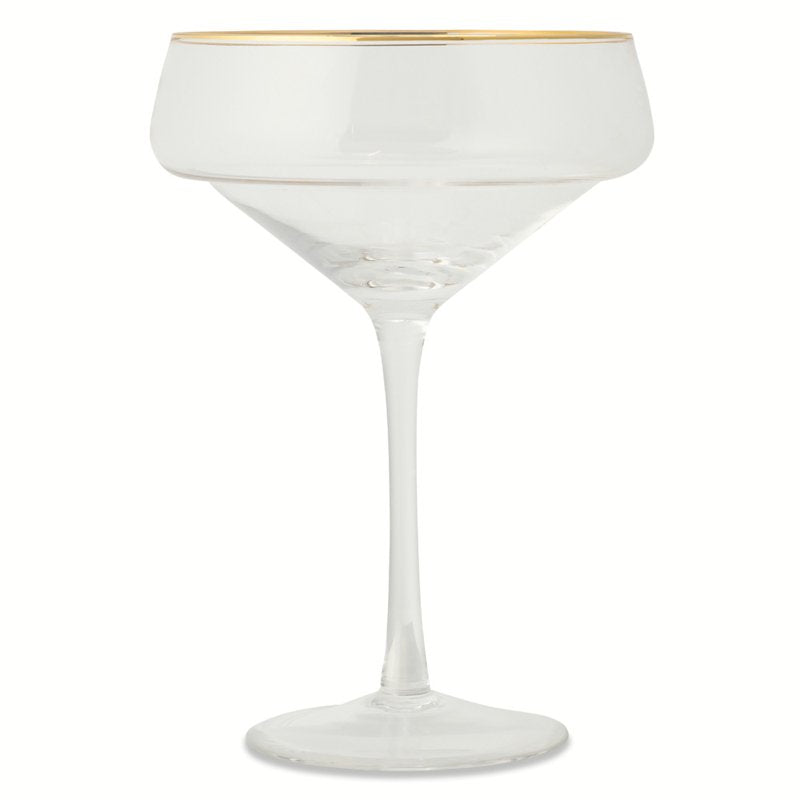 14 oz Coupe Cocktail Glass Set with Gold Rim - 2 Pack