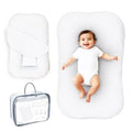 Aila + Aiden Baby Lounger - Organic Cotton Infant Lounger | Adjustable, Portable & Soft - Snuggle Collection (White)