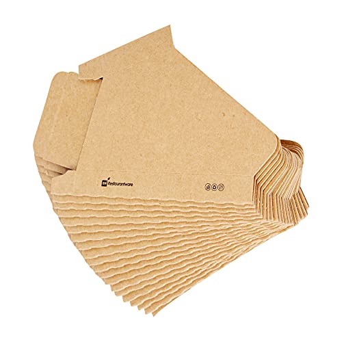 Restaurantware Bio Tek 4 x 1.25 x 2.25 Inch Single Taco Holder 200 Greaseproof Stand Up Taco Holder - Small Self-Standing Kraft Paper Paper Taco Holder Freezable