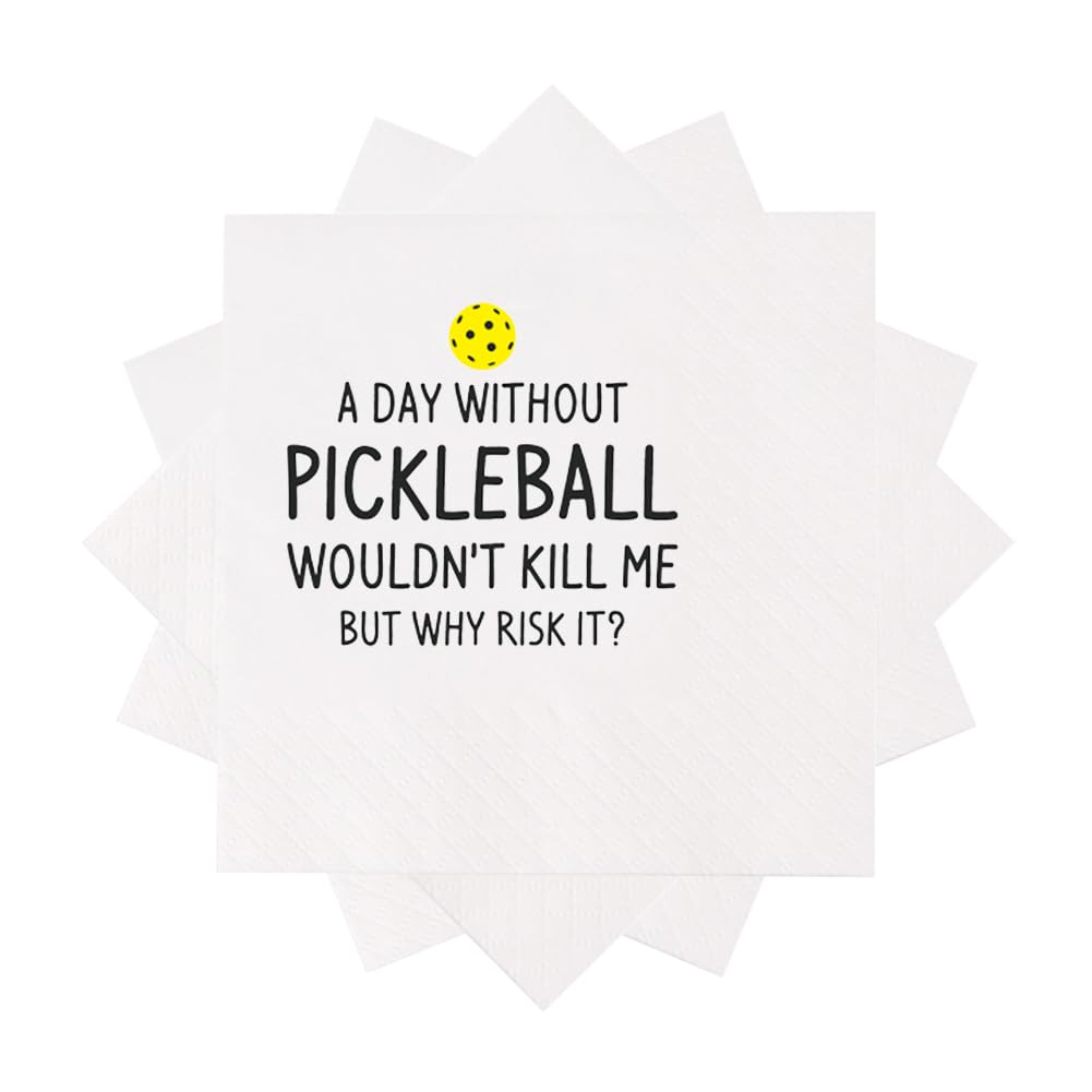 VOWFOO Funny Pickleball Quote Cocktail Napkins 50Pcs - 'It's A Pickleball Thing' Paper Disposable Napkins for Players & Parties - 5 x 5 Two-ply