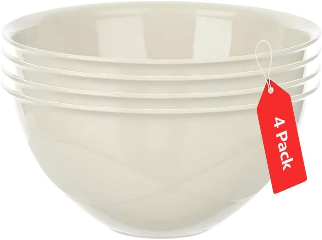 Tribello 5-Quart Mixing Bowls - Versatile Plastic Salad & Serving Bowls - Set of 4 (Colors May Vary)