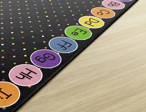 Flagship Carpets Smiley Abc's Educational Area Rug for Kids Room Seating Décor, Children's Classroom, Play Carpet for Teaching and Playroom, 4' x 6', Black