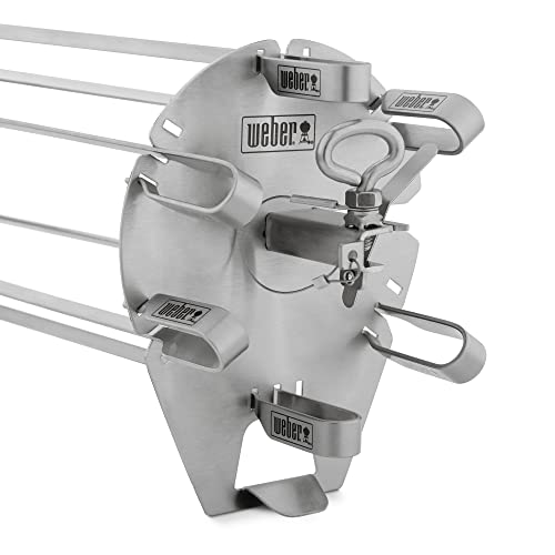 Weber Crafted Rotisserie Skewers – Stainless‑Steel 16" Skewer Set for Even Rotating & Roasting - Ideal for Kebabs and Skewers