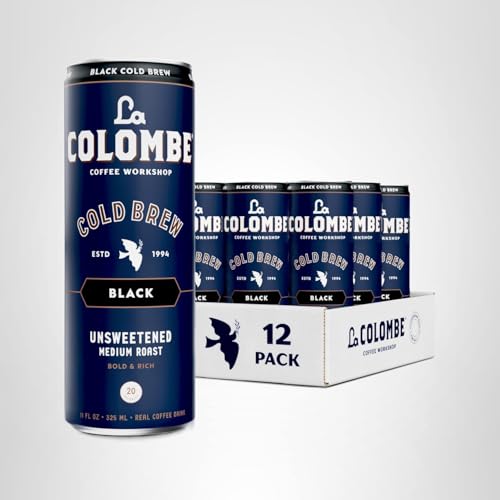 La Colombe Coffee, Cold Brew Black, Unsweetened, 11 fl oz Cans (Pack of 12), Coffeehouse Quality, Natural Sweetness, Specialty Grade Coffee Beans, Ready-to-Drink On-the-Go