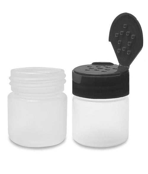 ljdeals 1 oz Plastic Spice Jars with Black Flip & Sift Caps – 12 Pack Empty Spice Bottles for Herbs, Seasonings, Powders, Camping, Travel, Kitchen, Restaurant Use – BPA-Free, Recyclable, Made in USA