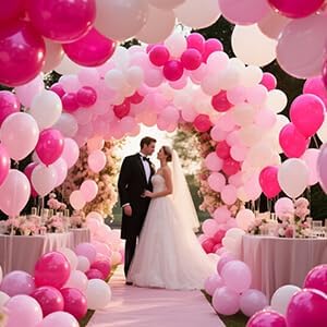 Pink White Balloons - 100pcs 12-Inch Hot Pink & Pastel Pink | Perfect for Mother's Day, Birthdays & Weddings