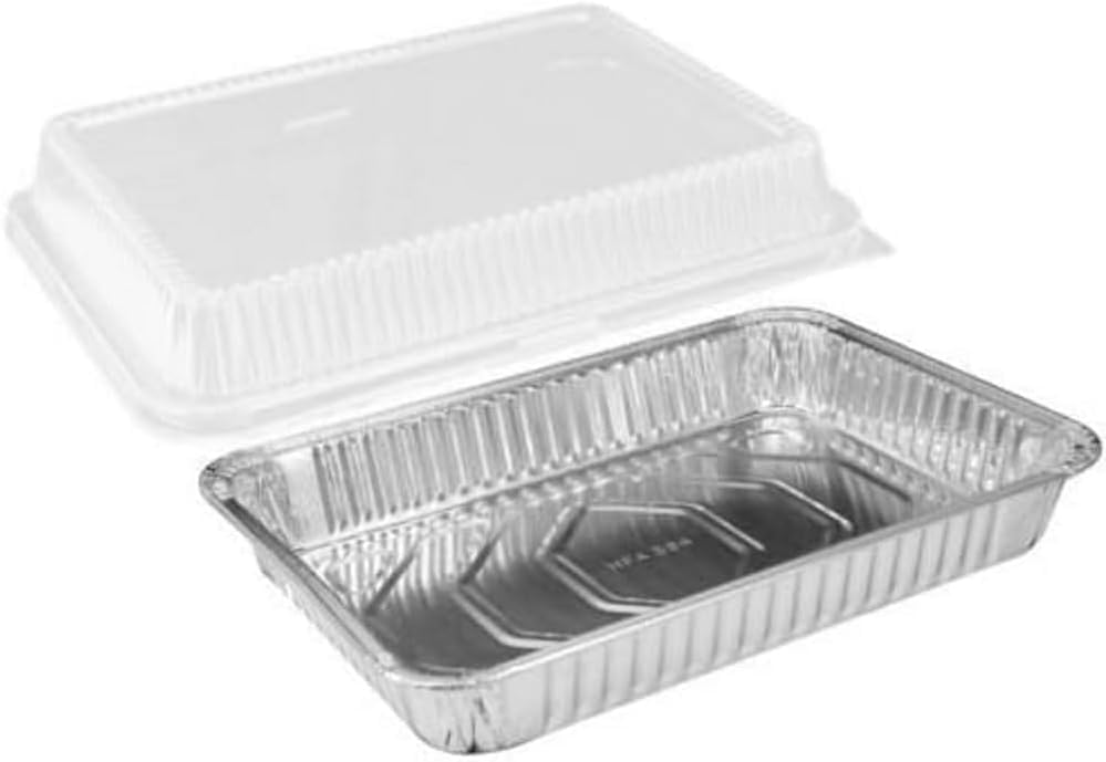 PACTOGO Disposable Aluminum Foil Cake Pans - 13" x 9" x 2" with Dome Lids | 108 Oz for Baking & Storing (Pack of 12)