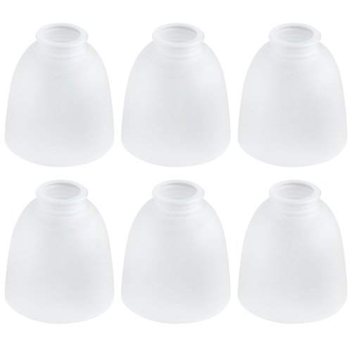 6-Pack White Frosted Glass Shades, Bell Shaped Glass Shade Covers Ceiling Fan Lamp Replacements, Light Fixtures Lampshade for Chandelier Wall Sconces, 1.61" Fitter Size, 5" High x 4.7" Diameter