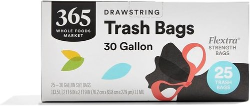 365 by Whole Foods Market - Flextra Strength 30 Gallon Drawstring Trash Bags | 25 Count Pack