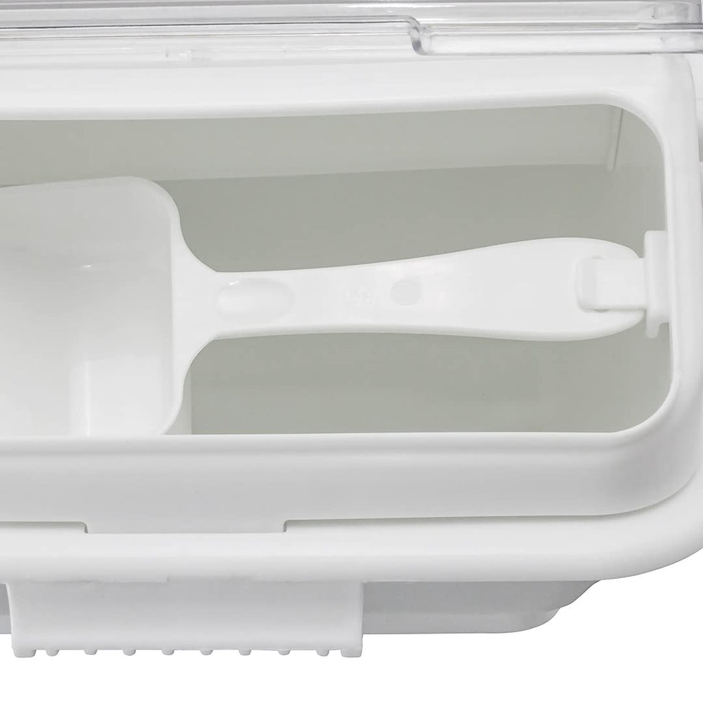 Restaurantware Met Lux 2.6 Gallon Ingredient Bin 1 With Lid Food Storage Bin - With Measuring Scoop Stackable White Plastic Commercial Flour Bin Easy Access For Kitchen Or Storage