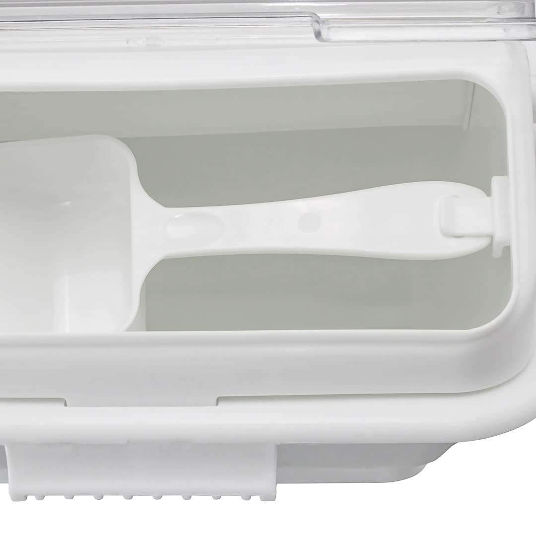 Restaurantware Met Lux 2.6 Gallon Ingredient Bin 1 With Lid Food Storage Bin - With Measuring Scoop Stackable White Plastic Commercial Flour Bin Easy Access For Kitchen Or Storage