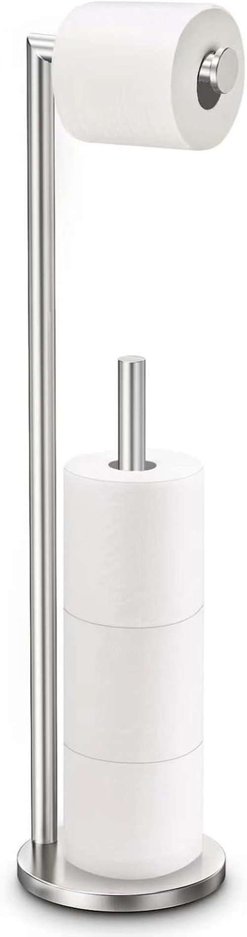 Bathth Toilet Paper Holder Stand - Brushed Nickel Free-Standing Design for Easy Storage