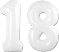 White Number 18 Balloon - 40 Inch 18th Birthday Decoration for Girls & Boys Party Supplies