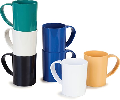Carlisle FoodService Products Mug Plastic Coffee Mug with Large Handle for Buffets, Home, and Restaurant, Tritan, 12 Ounces, White, (Pack of 12)