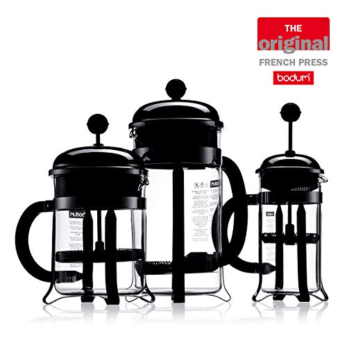 Bodum 34oz Chambord French Press Coffee Maker, High-Heat Borosilicate Glass, Stainless Steel, White – Made in Portugal
