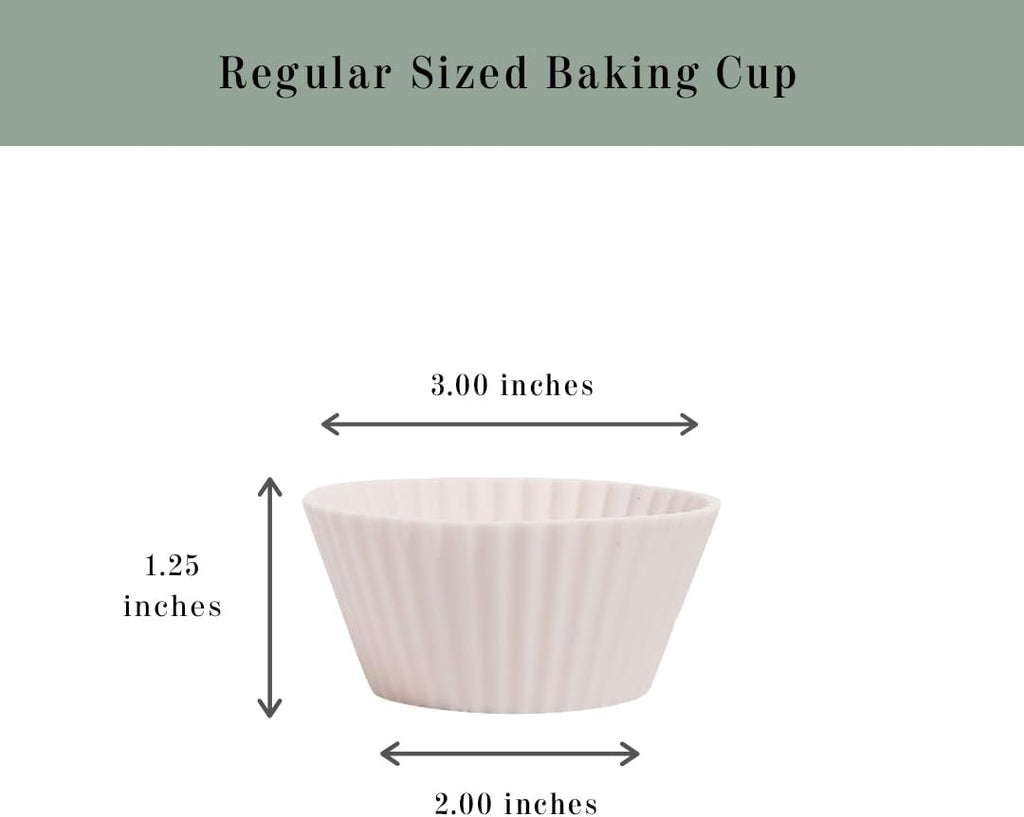 Silicone Kitchen Reusable Baking Cups - Non-Toxic, BPA-Free, Dishwasher Safe | Pack of 12, Designer White