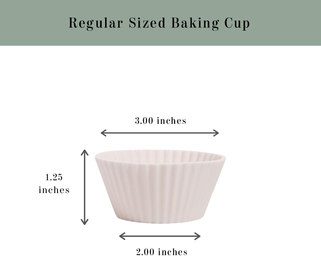 Silicone Kitchen Reusable Baking Cups - Non-Toxic, BPA-Free, Dishwasher Safe | Pack of 12, Designer White
