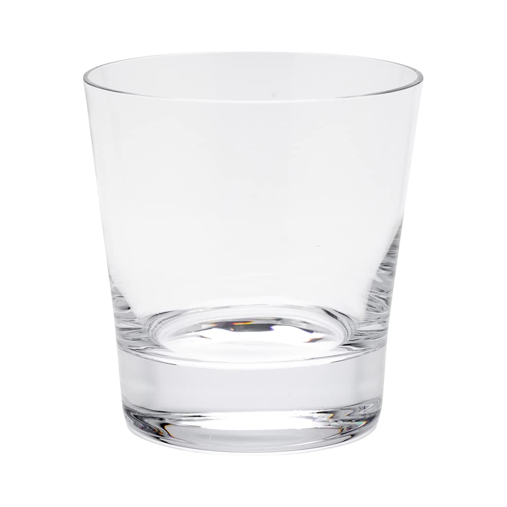 Restaurantware Moda Nude 10 Ounce Crystal Rocks Glasses Set of 12 Dishwasher-Safe Scotch Glasses - Heavy Base Laser-Cut Rim Fine-Blown Crystal Whiskey Glasses For Old Fashioneds Or Liquors