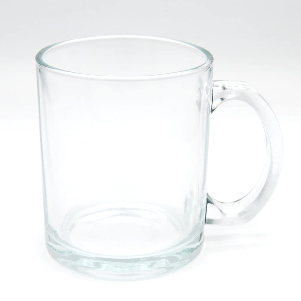 MR.R 11oz Sublimation Blanks Glass Clear Transparent Mug,Coffee Mugs with Handle for Heat Thermal Coating Transfer,Set of 6