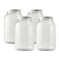 FastRack - One Gallon Wide Mouth Jar with White METAL Airtight Lid (Pack of 4) | Glass Canisters with Airtight Lids | Large Mouth Glass Jar with Fermentation Lid for brewing, fermentation and pickling