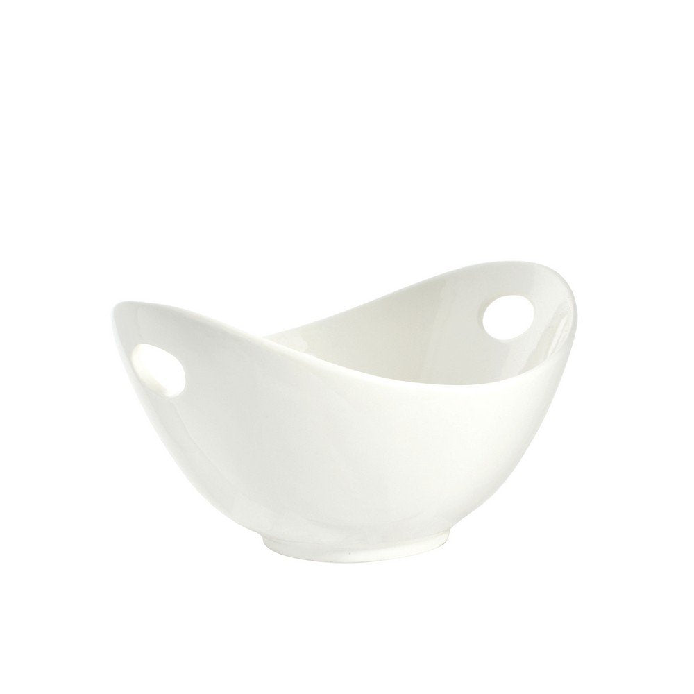 10 Strawberry Street Whittier 7.75"/16 Oz Curve Bowl with Cut-Outs, Set of 4, White